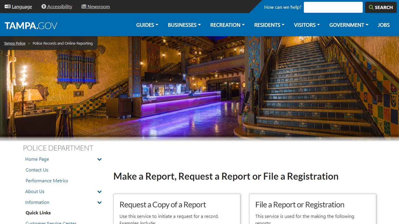 Police Records and Online Reporting | City of Tampa